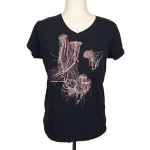It's All In The Mix Navy And Pink Jellyfish Cotton Tee Shirt Size Medium